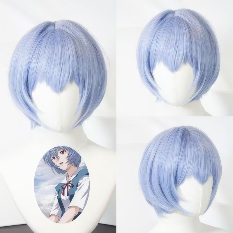 Evangelion Anime Merchandise - Peruka cosplay EVA Ayanami Rei, krótkie