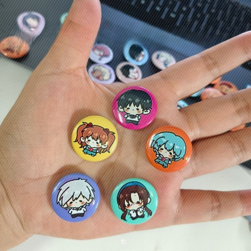 Evangelion Anime Merchandise - 5 szt. Neonowe, urocze przypinki z