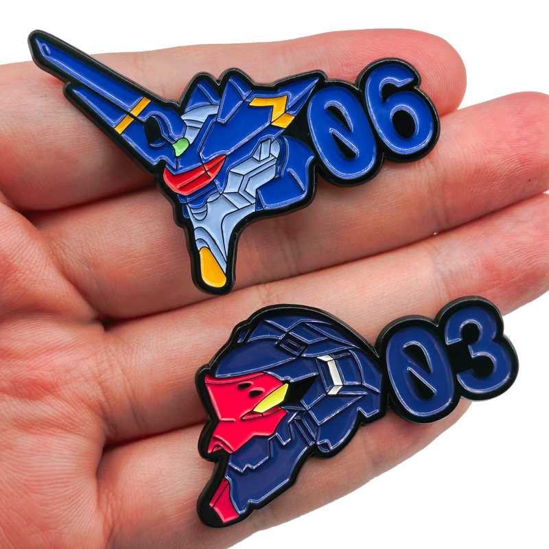 Evangelion Anime Merchandise - Neonowe, urocze, klasyczne przypinki z robotami